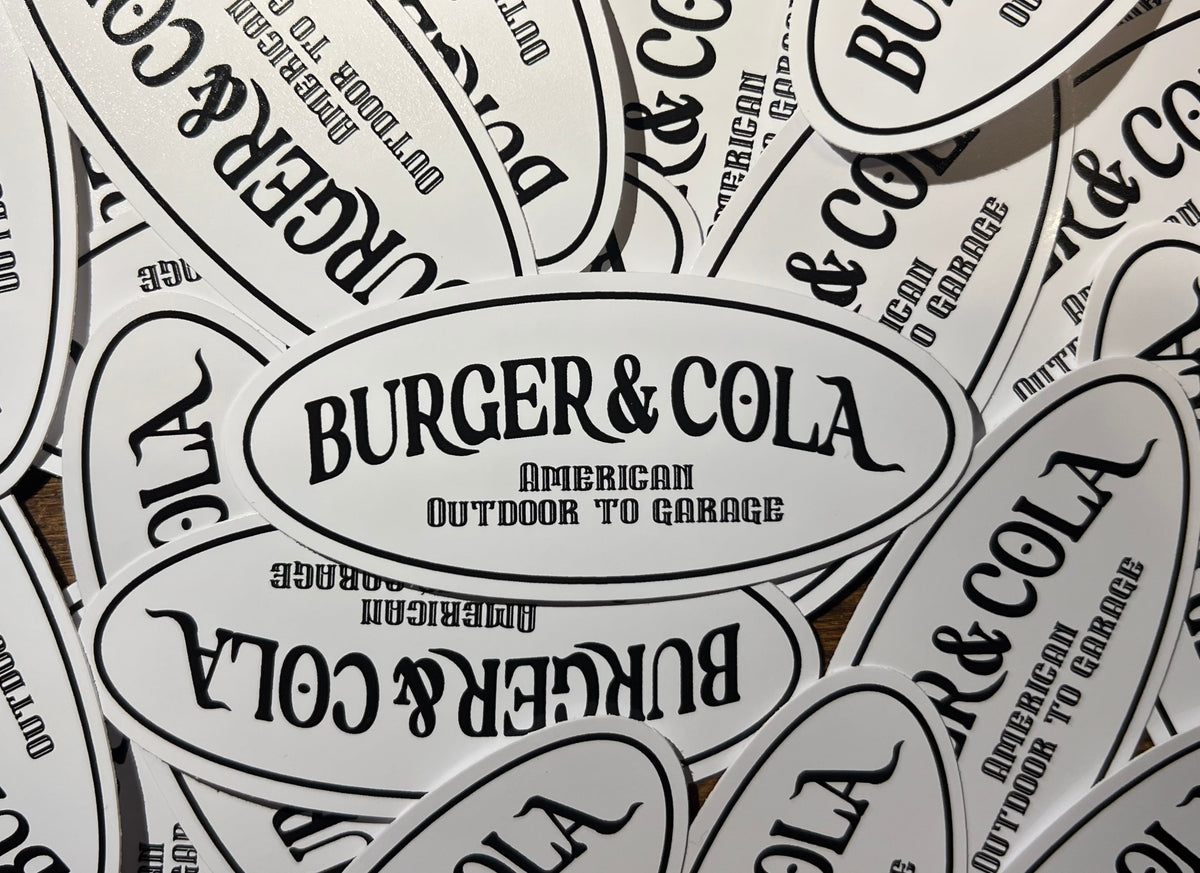 BURGER&COLA B&C Sticker set（ステッカーセット）オーバル型ステッカー（配色反転）を並べたイメージ