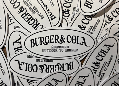 BURGER&COLA B&C Sticker set（ステッカーセット）オーバル型ステッカー（配色反転）を並べたイメージ