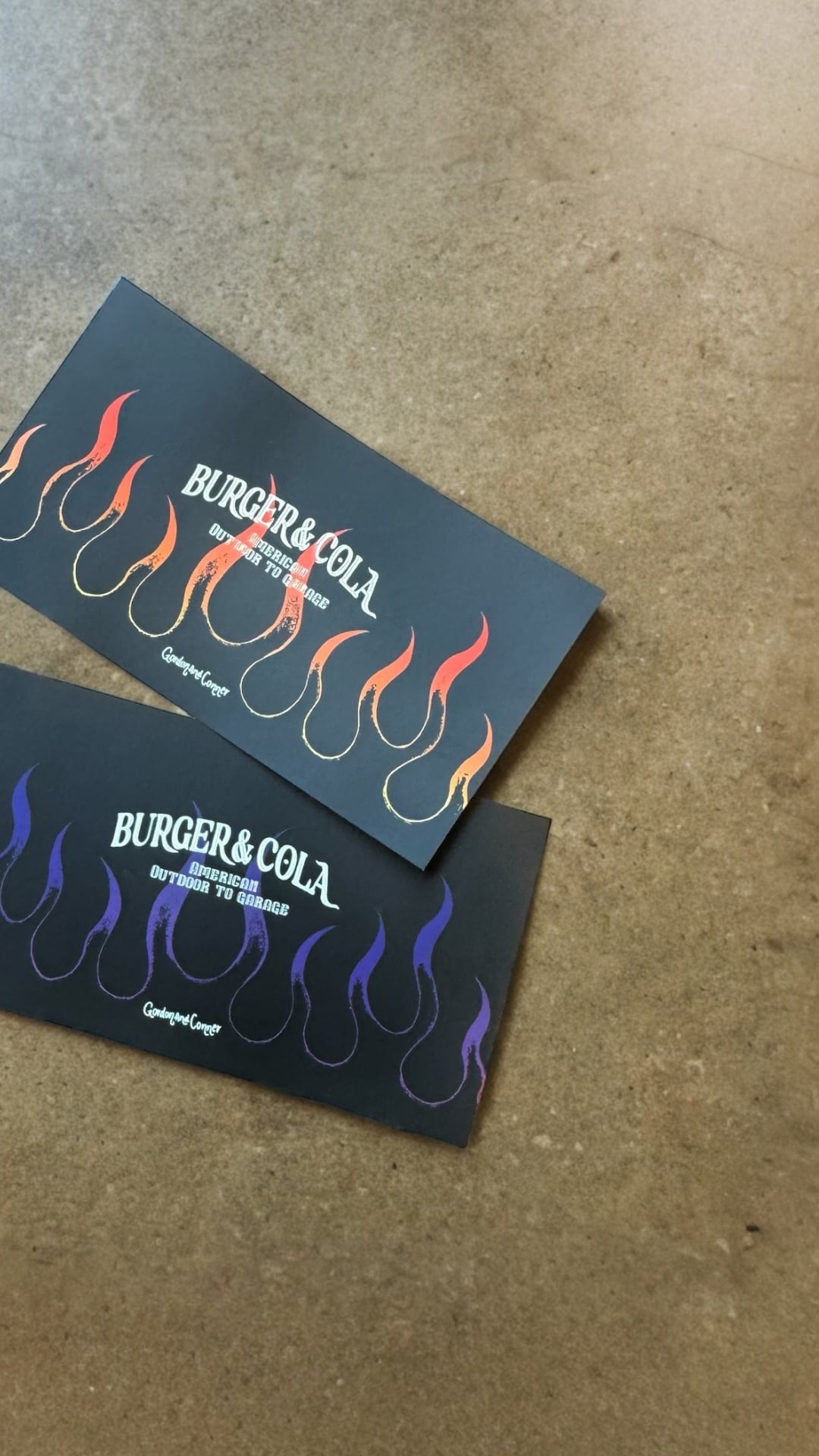BURGER&COLA 38kt Fire sticker（38灯用ステッカー）炎柄ステッカー2枚を並べたイメージ