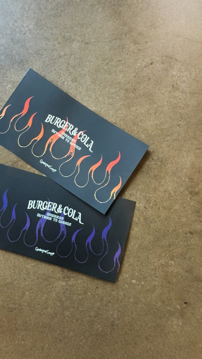 BURGER&COLA 38kt Fire sticker（38灯用ステッカー）炎柄ステッカー2枚を並べたイメージ
