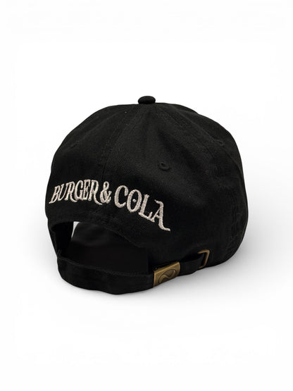 BURGER&COLA B&C LOW CAP（ローキャップ）黒の商品写真、背面ロゴのアップ