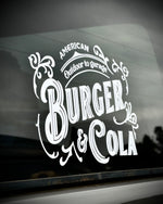 BURGER&COLA B&C CUTTING STICKER（カッティングステッカー）車の窓ガラスに貼った使用例
