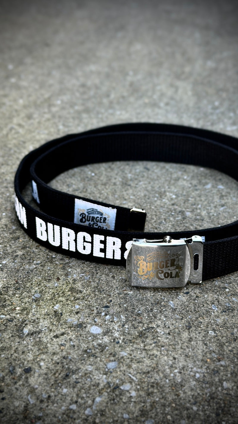 B&C GARAGE BELT BLACK 全体（バックルとネーム）